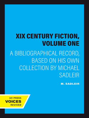 cover image of XIX Century Fiction, Volume One